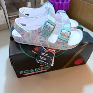 Skechers | Foamies Toddler 12 Girls Footbed Sandals New Cali Blast Pastel Swirl